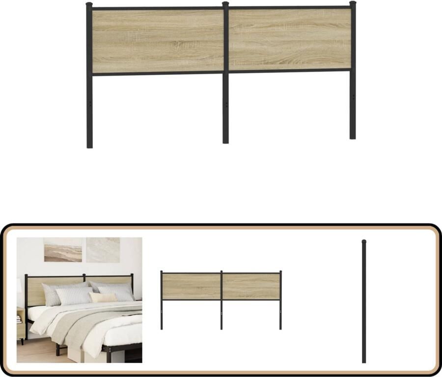 VidaXL Hoofdbord 160 cm Sonoma Eikenkleurig Hoofd Bord Hoofdbord Slaapkamers Houten Hoofdbord Metaal Hoofdbord