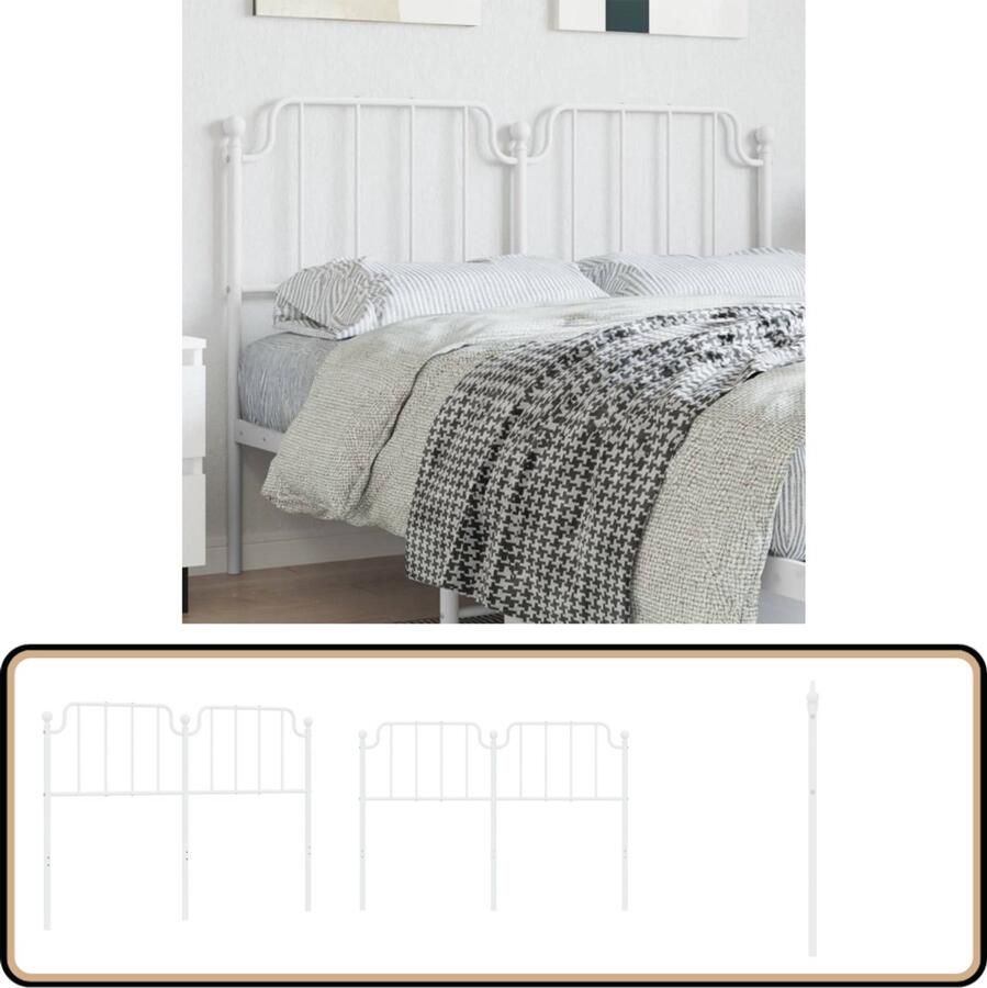 VidaXL Hoofdbord 160 cm Wit metaal Elegant design Hoofdbord Beddecoratie Hoofdbekleding Staal Wit