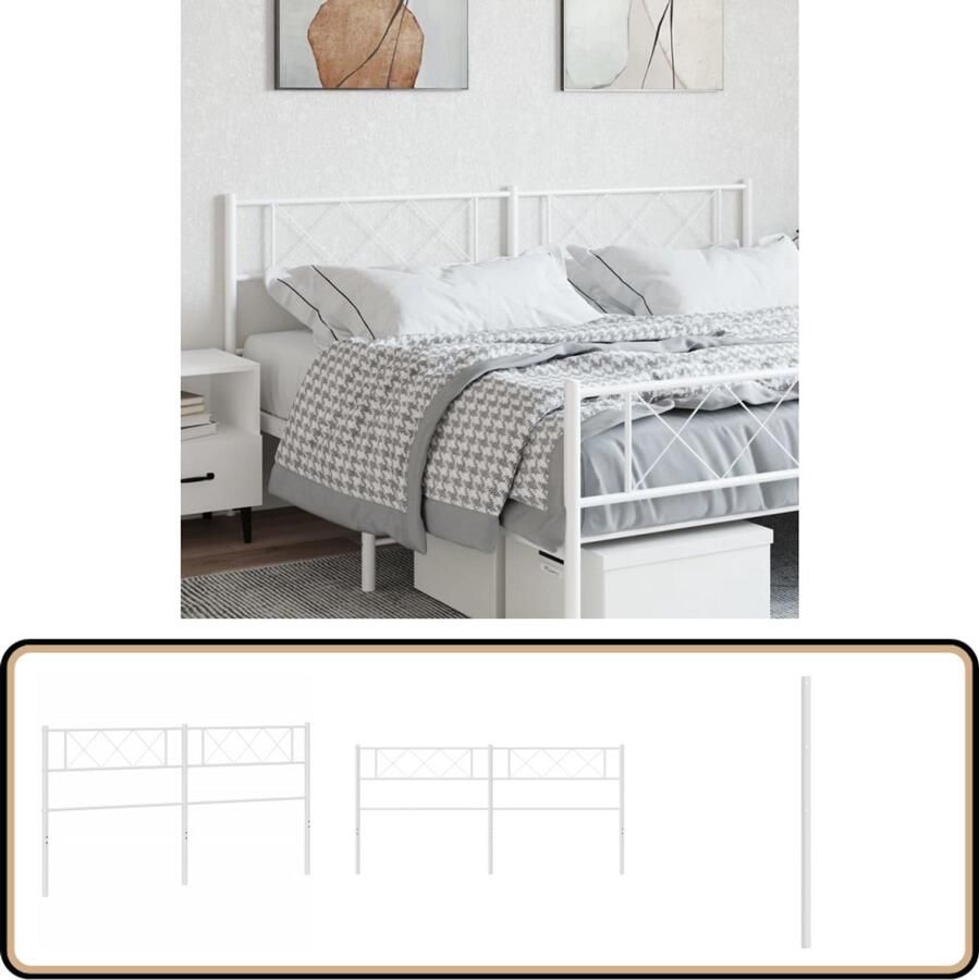 VidaXL Hoofdbord 160 cm Wit Stalen frame Hoofdbord Hoofdeinde Bed Accessoires Staal Wit
