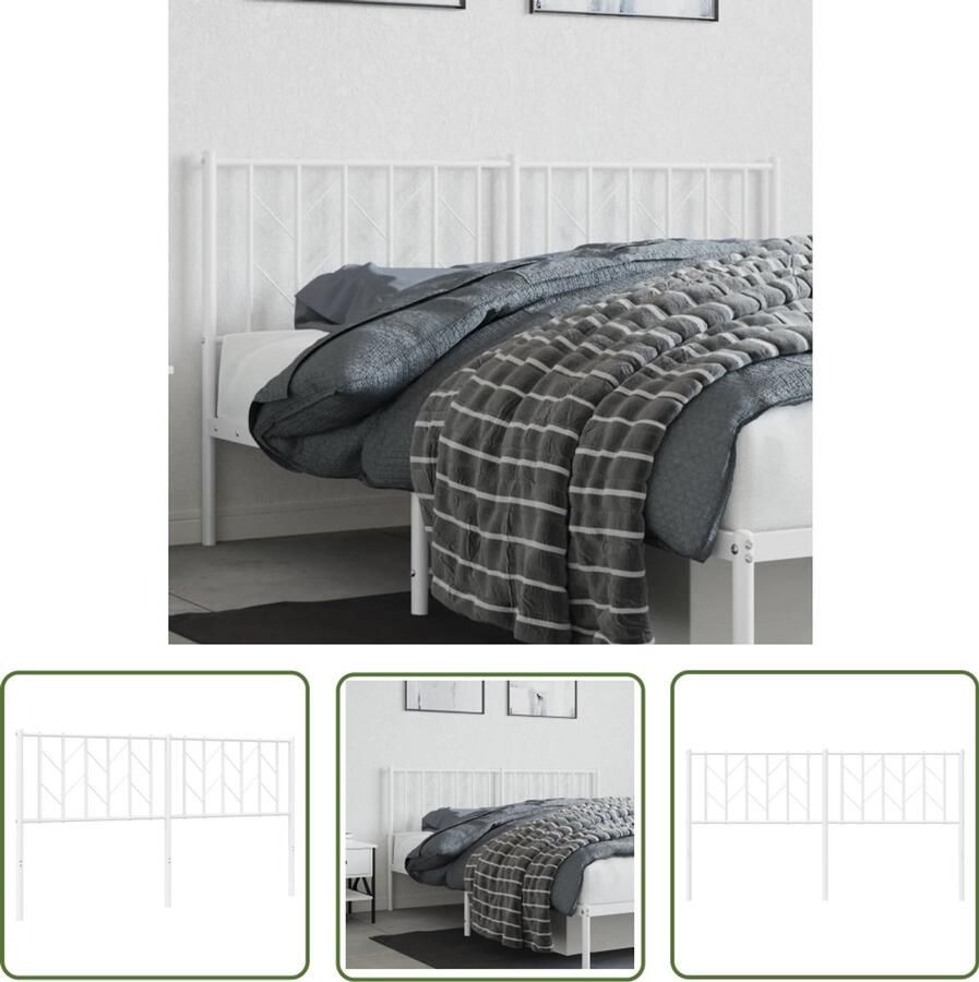VidaXL Hoofdbord 160cm Hoofd Bord Hoofdbord 160 cm metaal wit Staal Hoofdbord Wit Hoofdbord Bed Hoofdbord