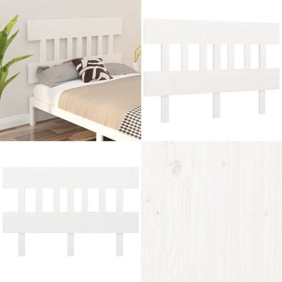 VidaXL Hoofdbord 163 5x3x81 cm massief grenenhout wit Hoofdbord Hoofdborden Hoofdeinde Houten Hoofdbord