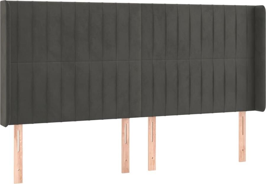 VidaXL Hoofdbord 163x118 cm Donkergrijs Fluweel Hoofd Bord Bedstek Hoofdkussen Velvet Grijs Slaapcomfort Relaxeren - Foto 2