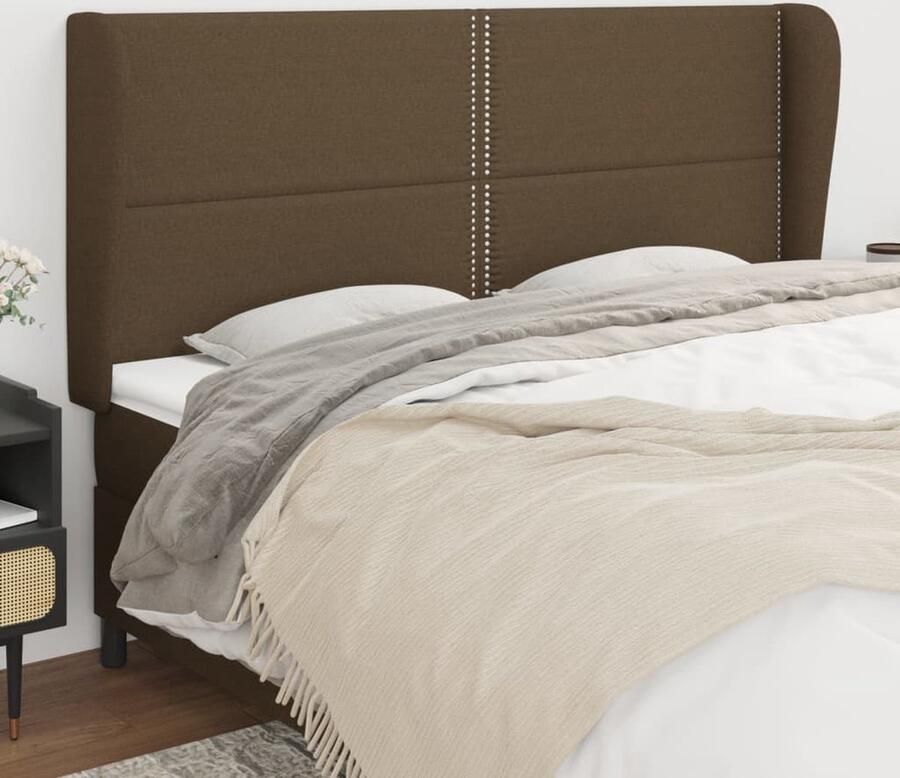 VidaXL Hoofdbord 163x23x118 128 cm Donkerbruin Stof Hoofd Bord Hoofdkussen Beddecoratie Slaap Accessoires Kamer Decoratie Bruine Meubels - Foto 2
