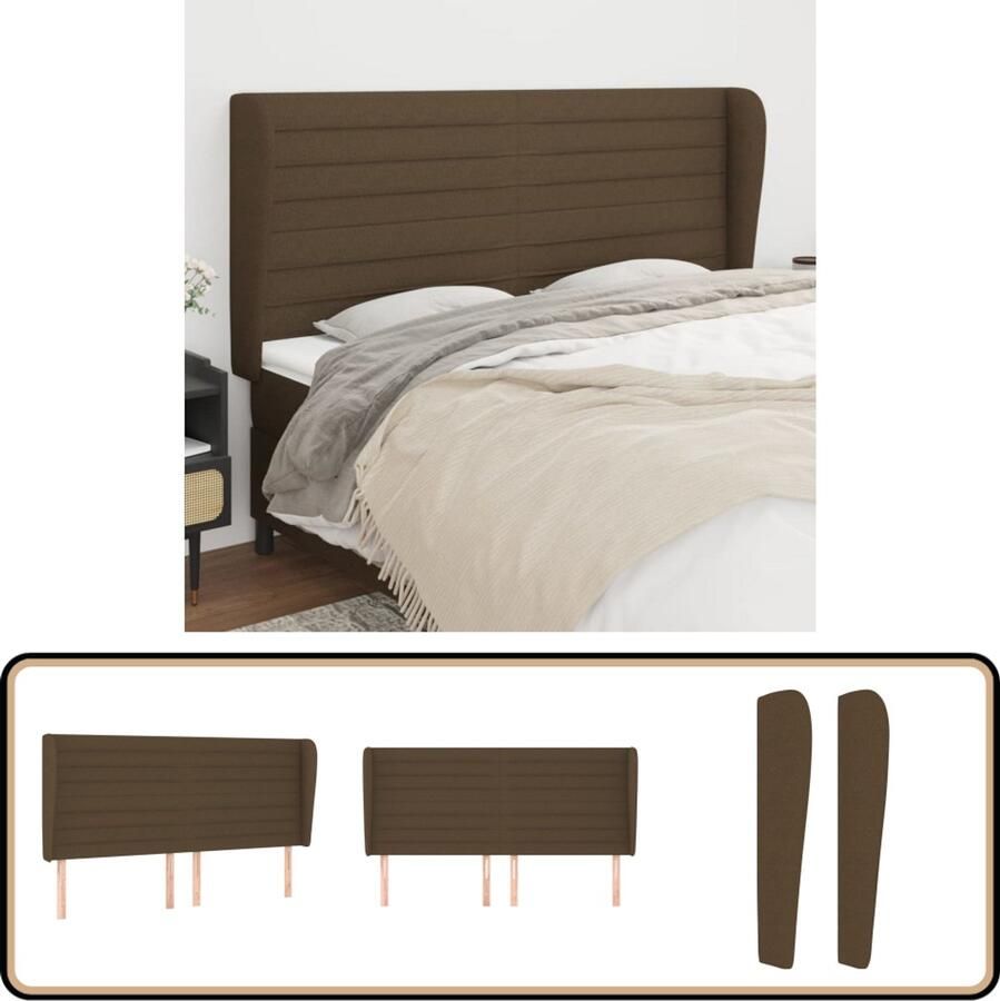 VidaXL Hoofdbord 163x23x118 128 cm Donkerbruin Stof Klassieke Hoofdbord Bedhoofd Hoofdboard Donkere Bruine Meubels Stoffen Hoofdborden Comfortabele Hoofdborden Leeshoek In Bed Tv Kijken In Bed