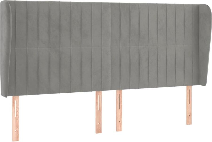 VidaXL Hoofdbord 163x23x118 128 cm Fluweel Lichtgrijs Hoofd Bord Bedstek Hoofdkussen Slaap Accessoires Velvet Grijs Modern Klassiek - Foto 2