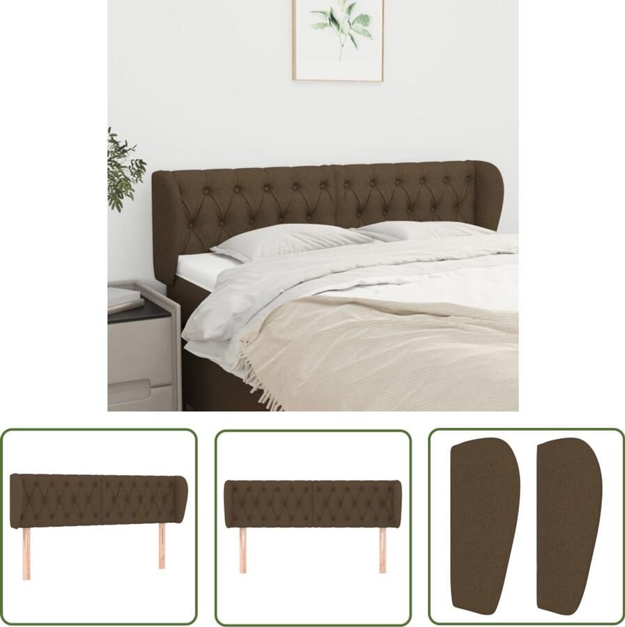 VidaXL Hoofdbord 163x23x78 88 cm Donkerbruin Stof Hoofd Bord Hoofdeinde Klassiek Hoofdbord Bed Accessoires Slaapkamers Donkere Meubels Stoffen Hoofdenbord