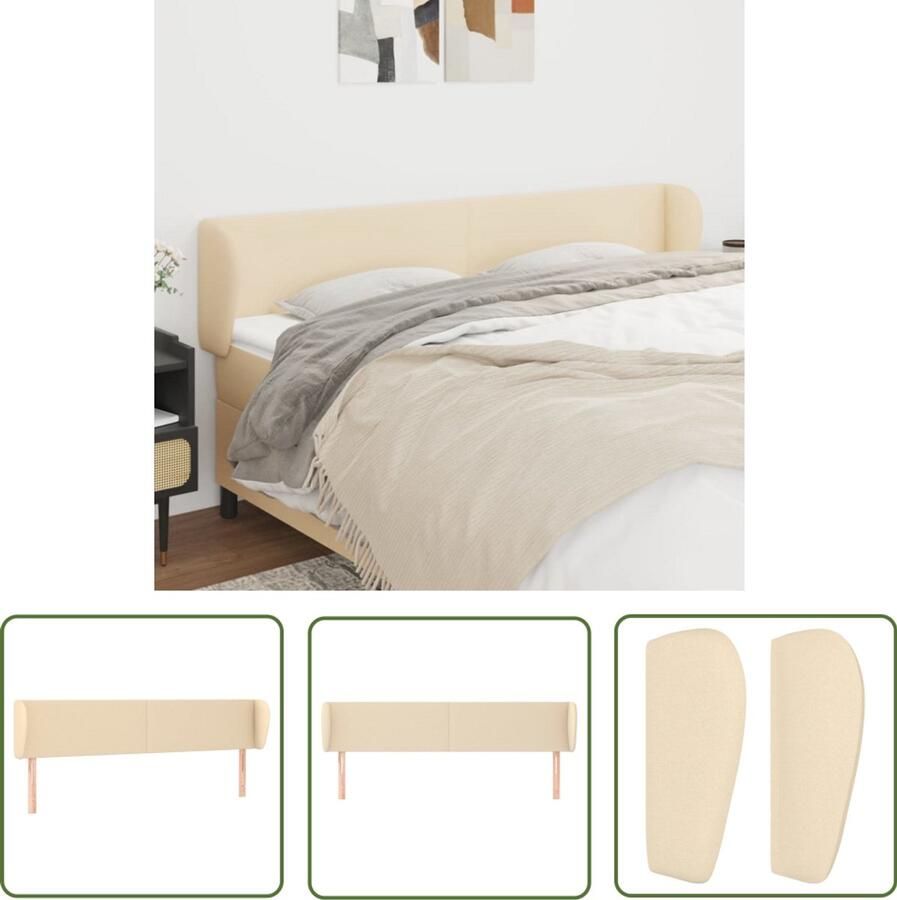 VidaXL Hoofdbord 163x23x78 88 cm Stof Crème Hoofd Bord Hoofdeinde Bedding Slaap Accessoires Stoffen Hoofdbord Creme Kleur Adjustable Height