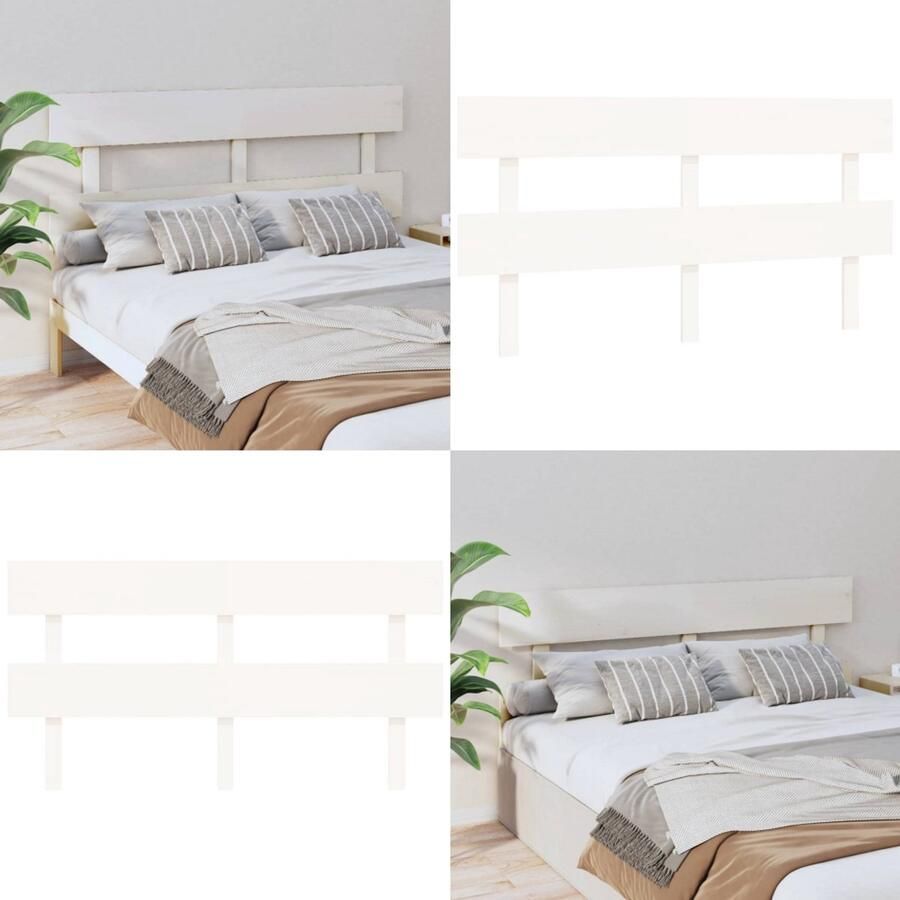 VidaXL Hoofdbord 164x3x81 cm massief grenenhout wit Hoofdbord Hoofdborden Hoofdeinde Houten Hoofdbord