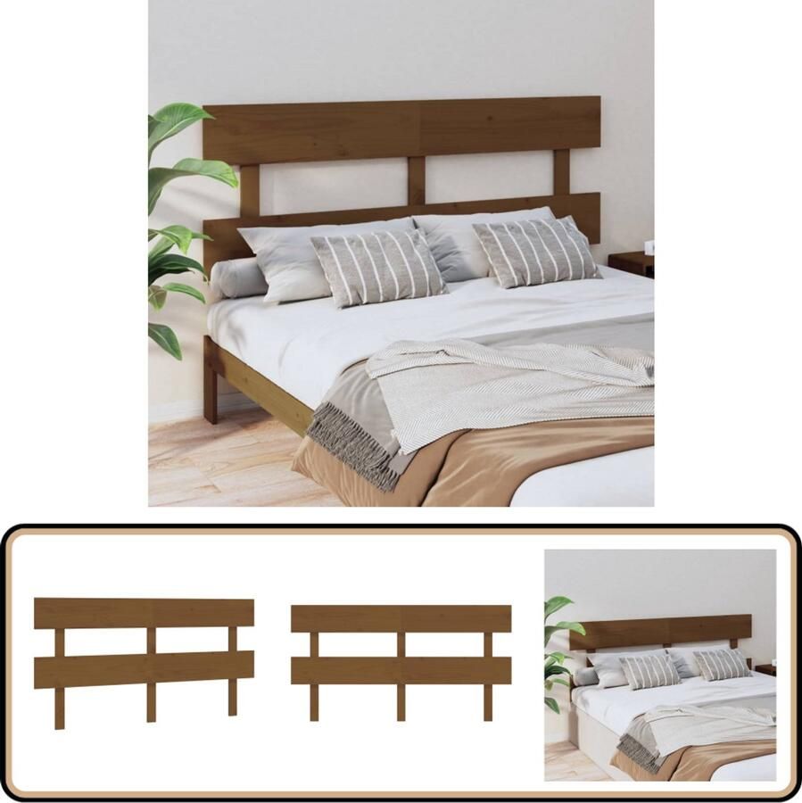 VidaXL Hoofdbord 164x81 cm Massief Grenen Honingbruin Houten Hoofdbord Hoofdeinde Beddecoratie Kamer Decoreren Bruine Meubels