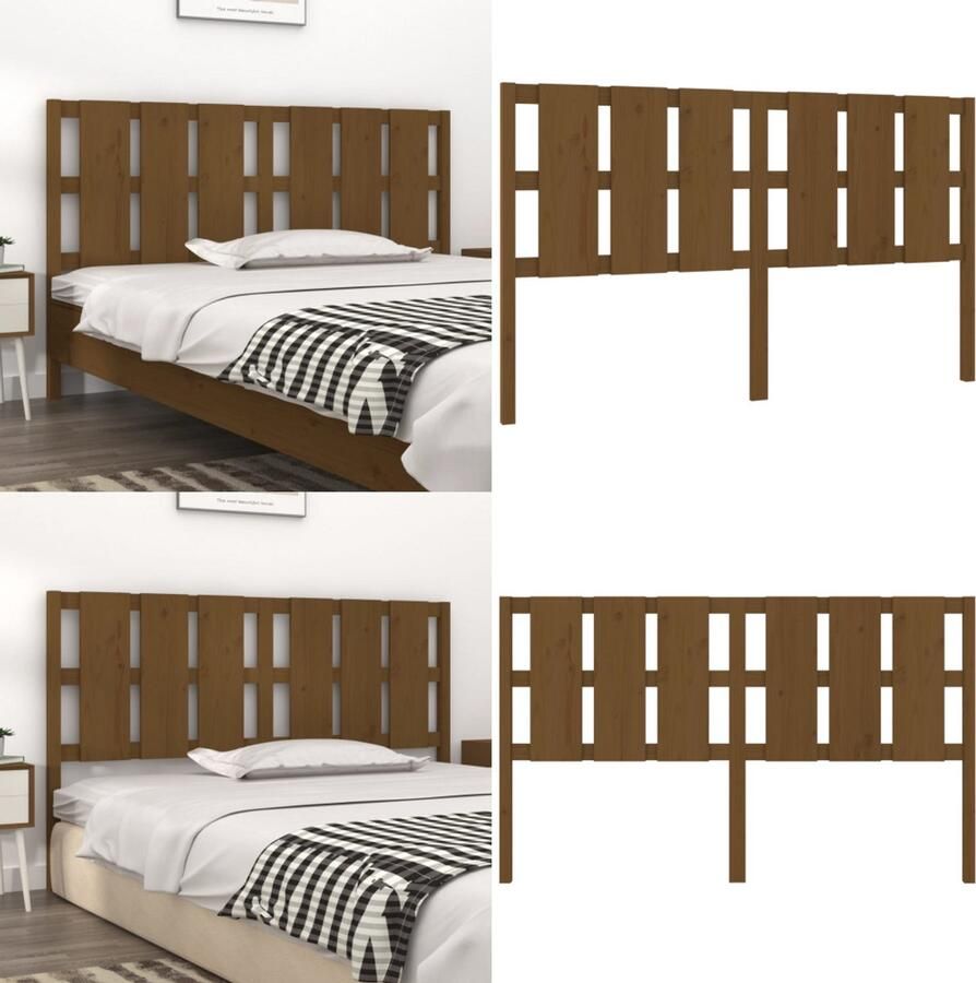 VidaXL Hoofdbord 165-5x4x100 cm massief grenenhout honingbruin Hoofdbord Hoofdborden Hoofdeinde Houten Hoofdbord - Foto 2