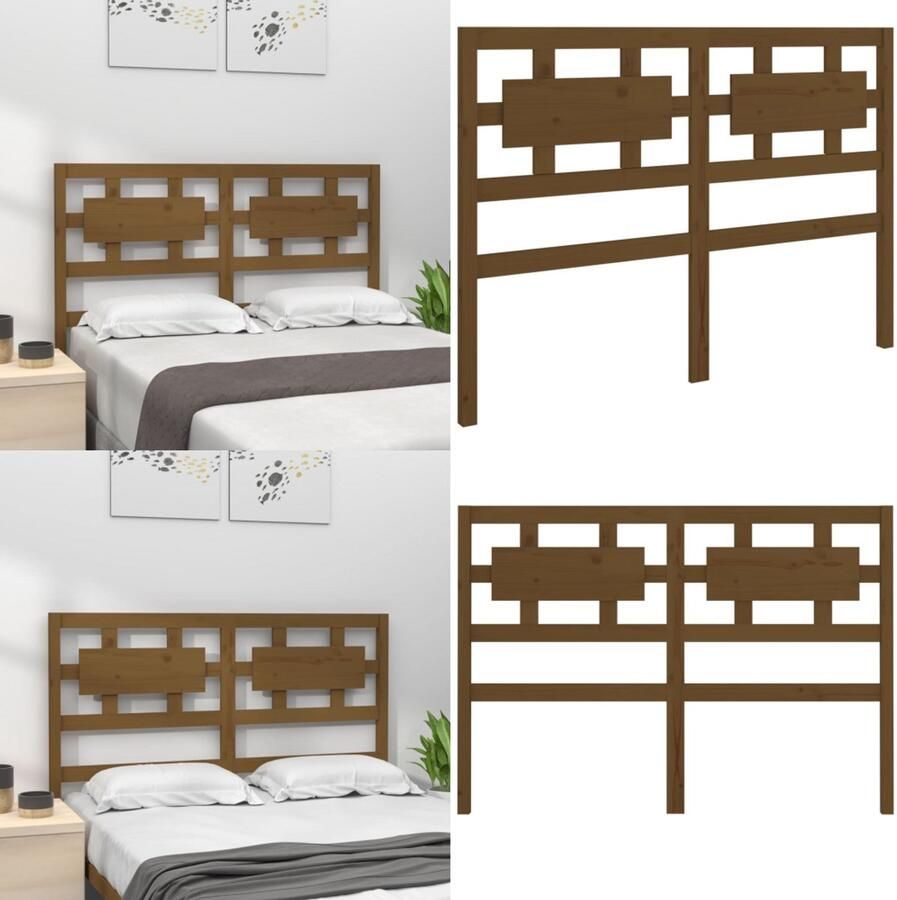 VidaXL Hoofdbord 165-5x4x100 cm massief grenenhout honingbruin Hoofdbord Hoofdborden Hoofdeinde Houten Hoofdbord