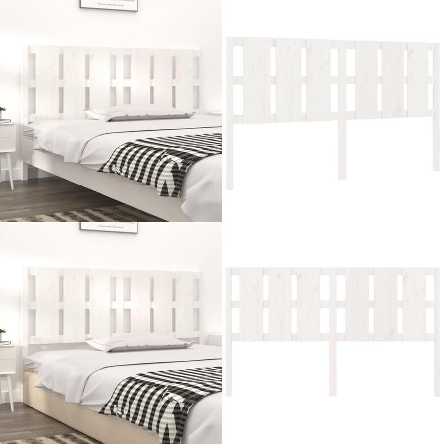 VidaXL Hoofdbord 165 5x4x100 cm massief grenenhout wit Hoofdbord Hoofdborden Hoofdeinde Houten Hoofdbord