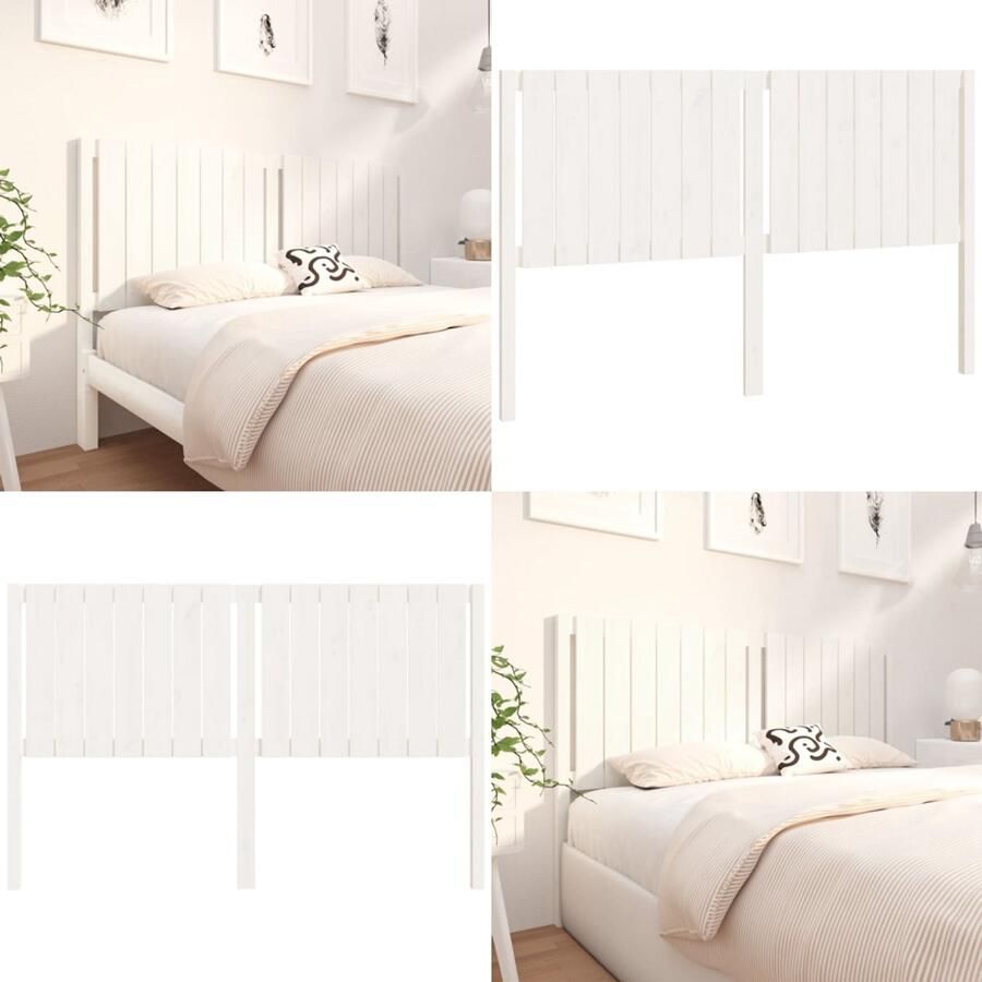 VidaXL Hoofdbord 165 5x4x100 cm massief grenenhout wit Hoofdbord Hoofdborden Hoofdeinde Houten Hoofdbord