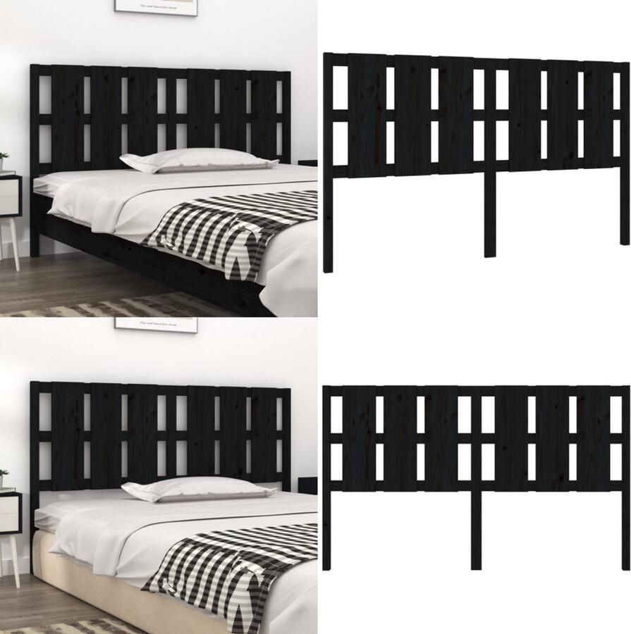 VidaXL Hoofdbord 165-5x4x100 cm massief grenenhout zwart Hoofdbord Hoofdborden Hoofdeinde Houten Hoofdbord