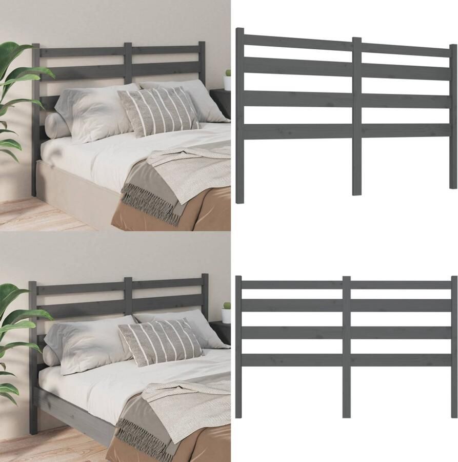 VidaXL Hoofdbord 166x4x100 cm massief grenenhout grijs Hoofdbord Hoofdborden Hoofdeinde Houten Hoofdbord