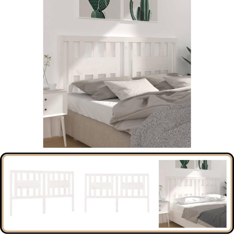 VidaXL Hoofdbord 166x4x100 cm Massief Grenenhout Wit Hoofdboard Houten Hoofdbord Hoofdenbord Rustic Interieur Landelijke Stijl