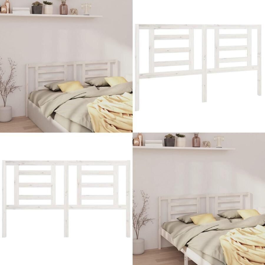 VidaXL Hoofdbord 166x4x100 cm massief grenenhout wit Hoofdbord Hoofdborden Hoofdeinde Houten Hoofdbord