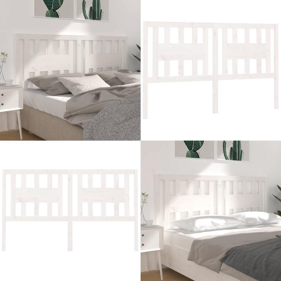 VidaXL Hoofdbord 166x4x100 cm massief grenenhout wit Hoofdbord Hoofdborden Hoofdeinde Houten Hoofdbord