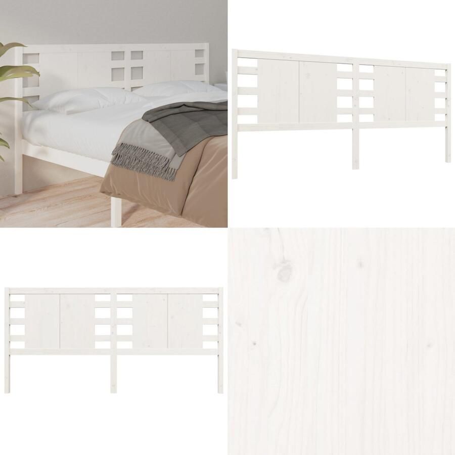 VidaXL Hoofdbord 166x4x100 cm massief grenenhout wit Hoofdbord Hoofdborden Hoofdeinde Houten Hoofdbord