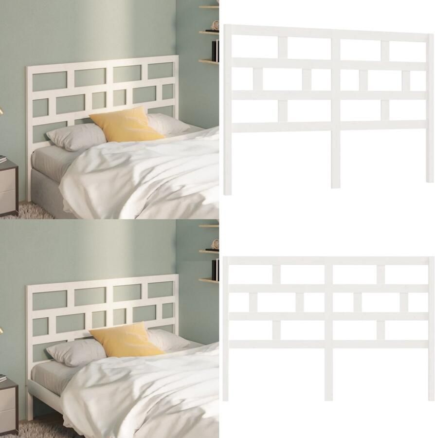 VidaXL Hoofdbord 166x4x100 cm massief grenenhout wit Hoofdbord Hoofdborden Hoofdeinde Houten Hoofdbord - Foto 2