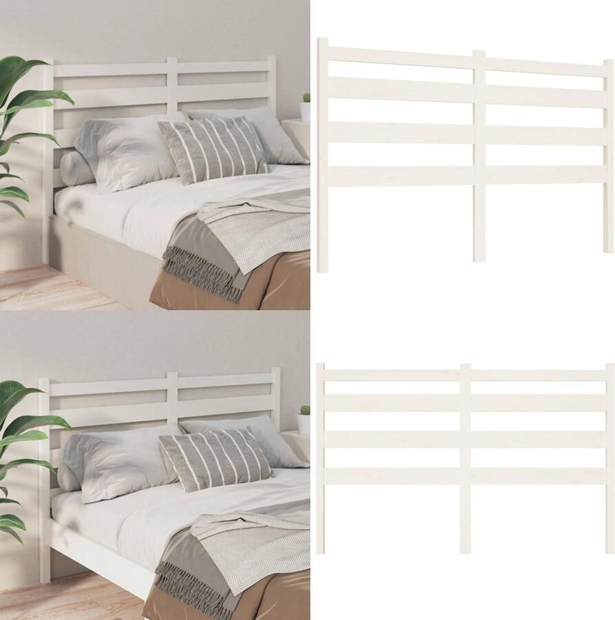 VidaXL Hoofdbord 166x4x100 cm massief grenenhout wit Hoofdbord Hoofdborden Hoofdeinde Houten Hoofdbord