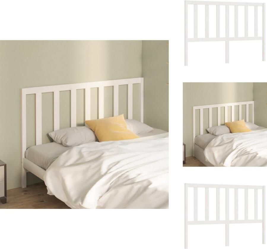 VidaXL Hoofdbord Hoofdborden Hoofdeinde Houten Hoofdbord 166x4x100 cm massief grenenhout wit - Foto 2