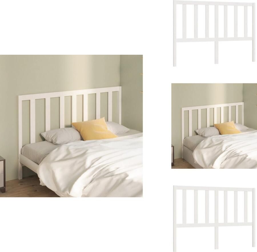 VidaXL Hoofdbord Hoofdborden Hoofdeinde Houten Hoofdbord 166x4x100 cm massief grenenhout wit - Foto 3