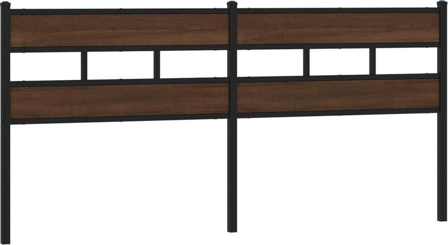 VidaXL Hoofdbord 200 cm bewerkt hout en staal bruin eikenkleurig - Foto 4