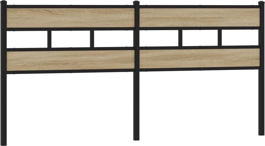 VidaXL Hoofdbord 180 cm ijzer en bewerkt hout sonoma eikenkleurig