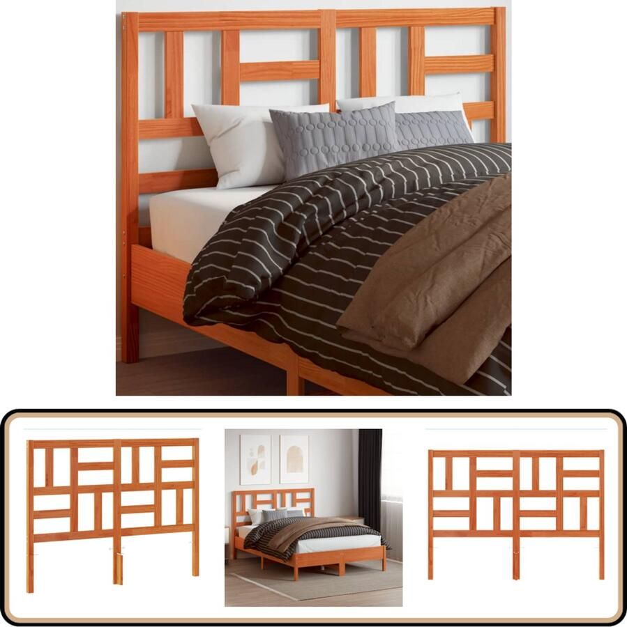 VidaXL Hoofdbord 180 cm Massief Grenenhout Wasbruin Hoofd Bord Hoofdborden Grenenhout Hout Bruine Meubels Vintage Stijl Beddecoratie Leeshoek Tv Hoek Massief Hout Landelijke Stijl