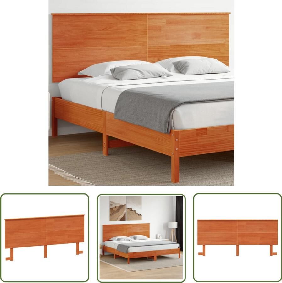 VidaXL Hoofdbord 180 cm Massief Grenenhout Wasbruin Hoofd Bord Hoofdkussen Beddecoratie Grenenhout Meubilair Bruine Kamermeubel Vintage Stijl Landelijke Woonstijl Massief Hout Stapelbed