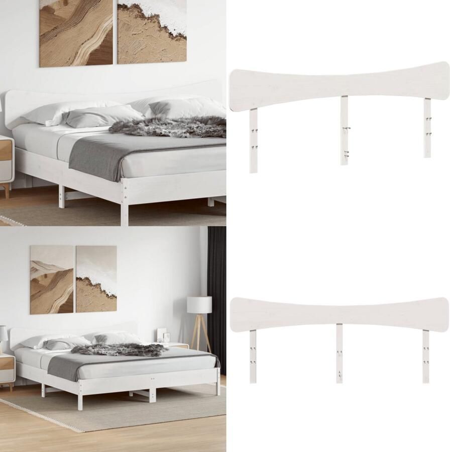 VidaXL Hoofdbord 180 cm massief grenenhout wit Hoofdbord Hoofdborden Bed Hoofdbord Bedhoofdbord