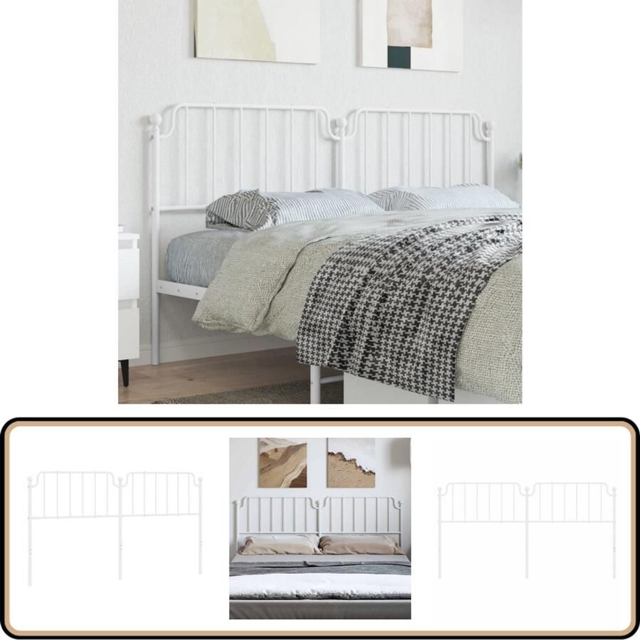 VidaXL Hoofdbord 180 cm Metaal Wit Hoofdbord Hoofd Bord Staal Hoofdbord Wit Hoofdbord Hoofdkussen