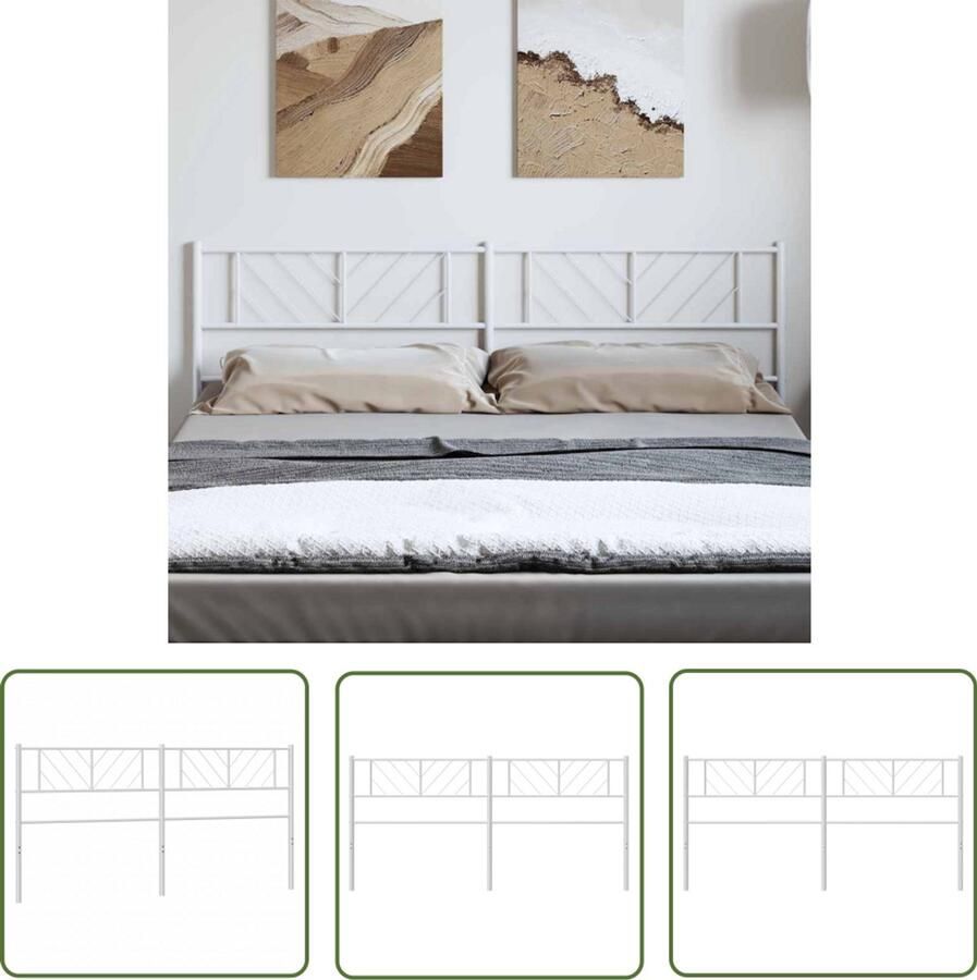 VidaXL Hoofdbord 180 cm metaal wit - Foto 4