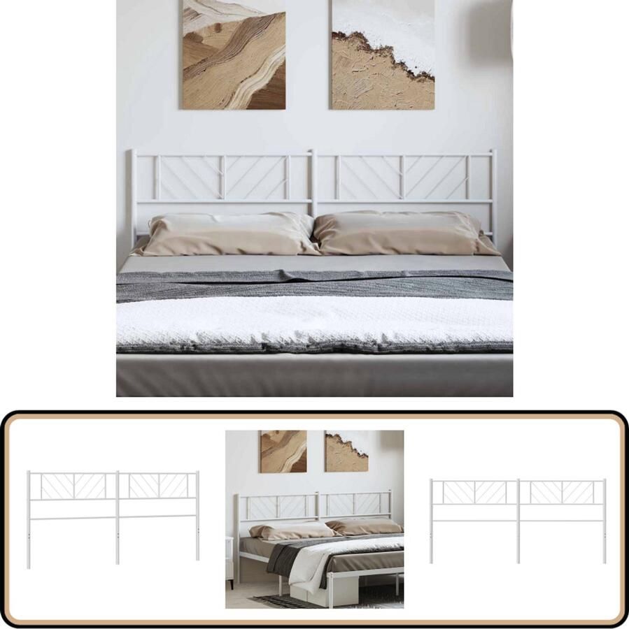 VidaXL Hoofdbord 180 cm metaal wit - Foto 3