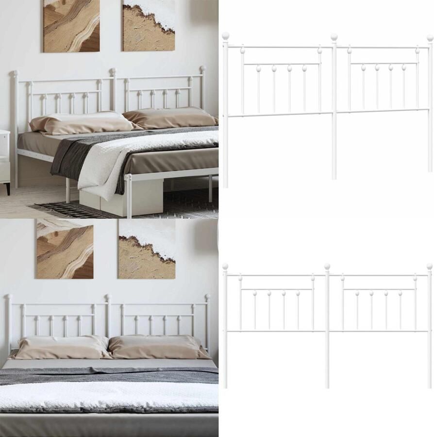 VidaXL Hoofdbord 180 cm metaal wit Hoofdbord Hoofdborden Hoofdeinde Metalen Hoofdbord