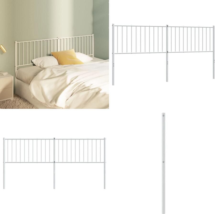 VidaXL Hoofdbord metaal wit 187x3x90 cm - Foto 2