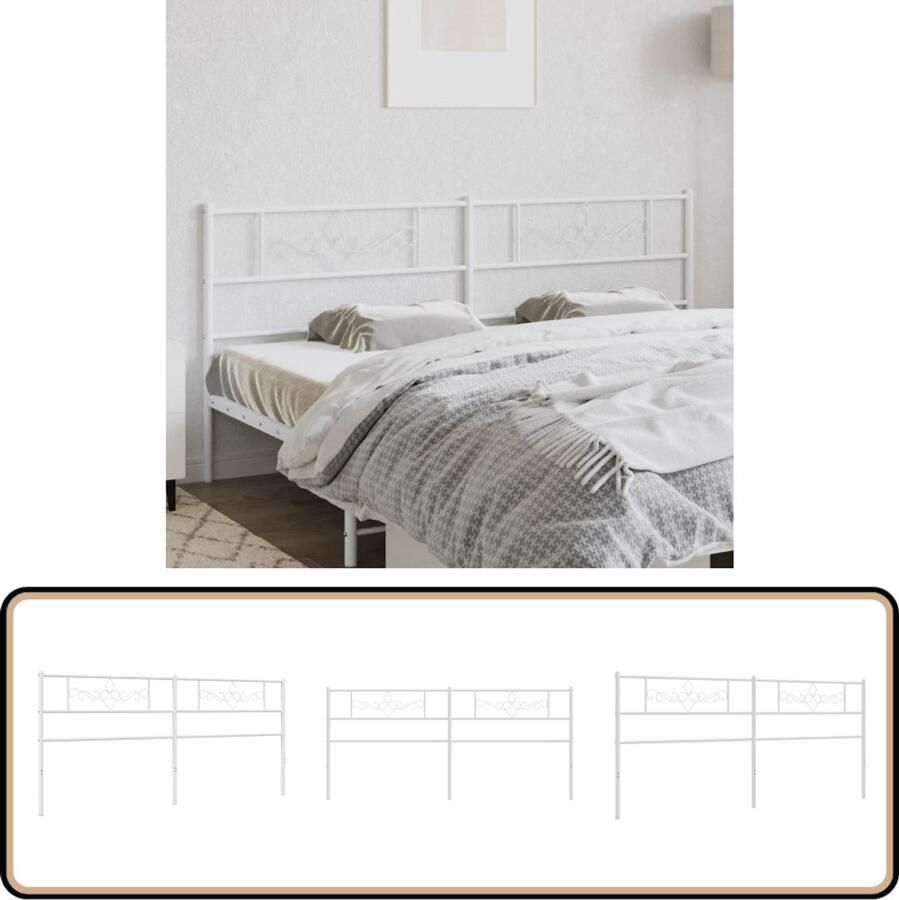 VidaXL Hoofdbord 180 cm Metaal Wit Hoofdbord Hoofddekens Slaapkamers Metalen Hoofdbord Wit Hoofdbord Bed Accessoires