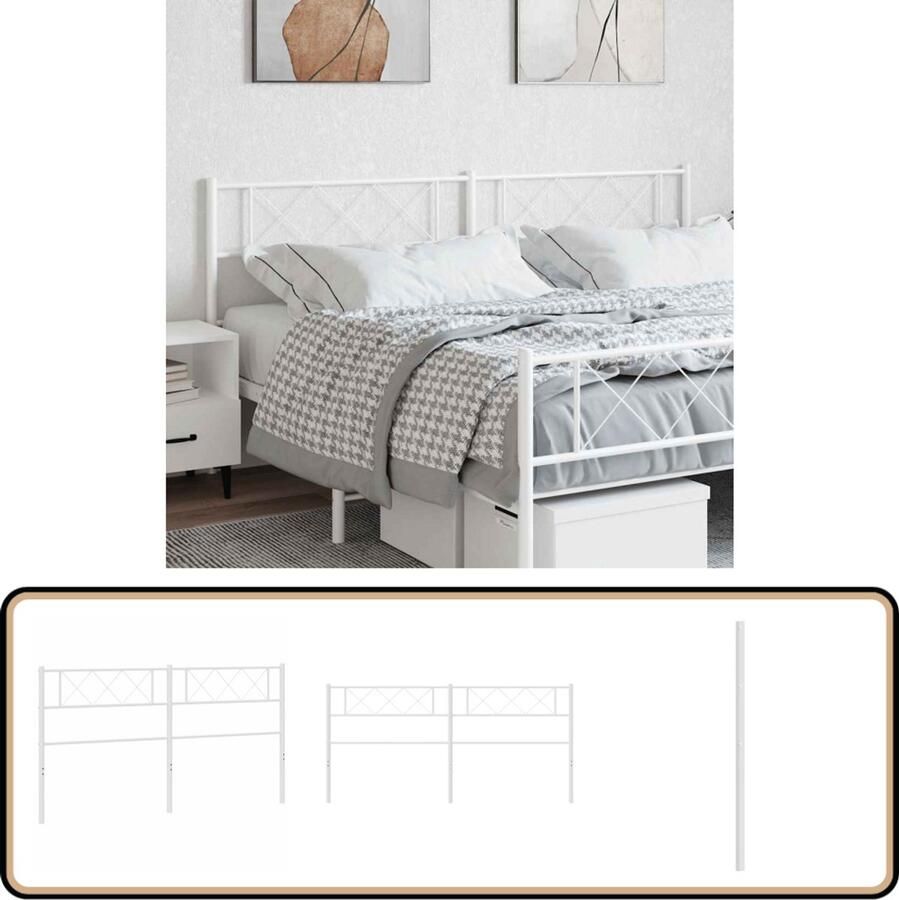 VidaXL Hoofdbord 180 cm Metaal Wit Hoofdbord Klassiek Hoofdbord Metalen Hoofdbord Witte Hoofdbord Beddecoratie