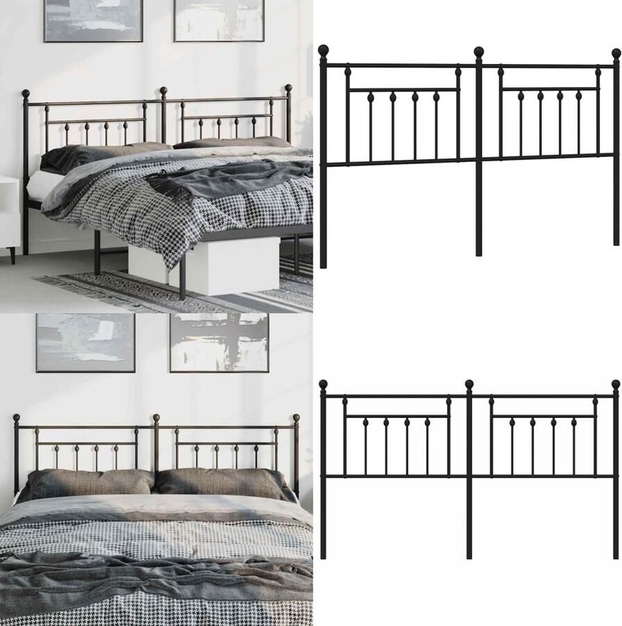 VidaXL Hoofdbord 180 cm metaal zwart Hoofdbord Hoofdborden Hoofdeinde Metalen Hoofdbord