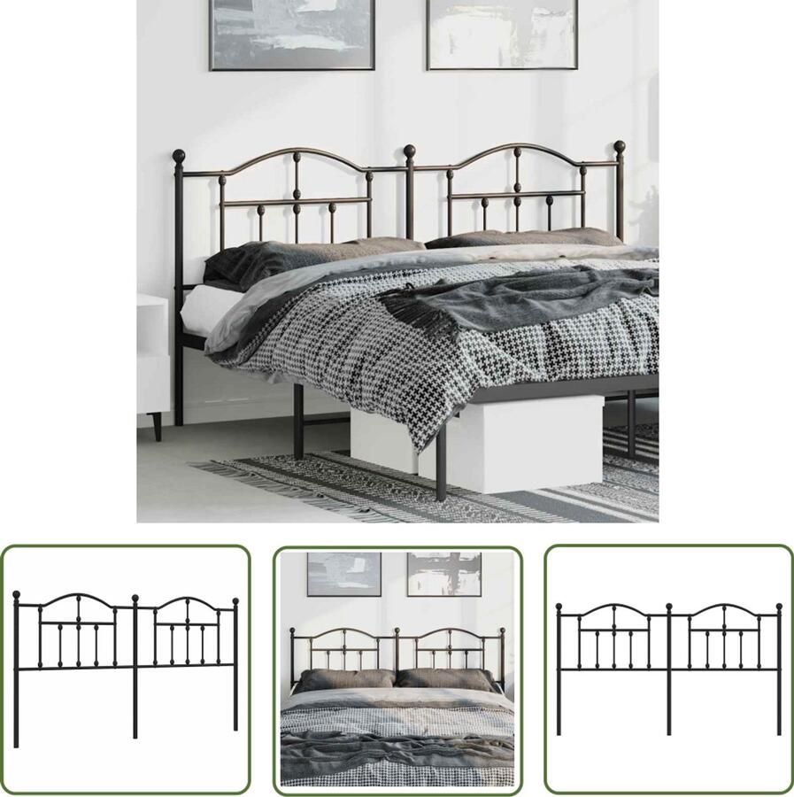 VidaXL Hoofdbord 180 cm Metaal Zwart Hoofdbord Hoofddekking Beddecoratie Metalen Hoofdbord Zwart Hoofdbord 180 Cm Bed Frame Slaapkamer