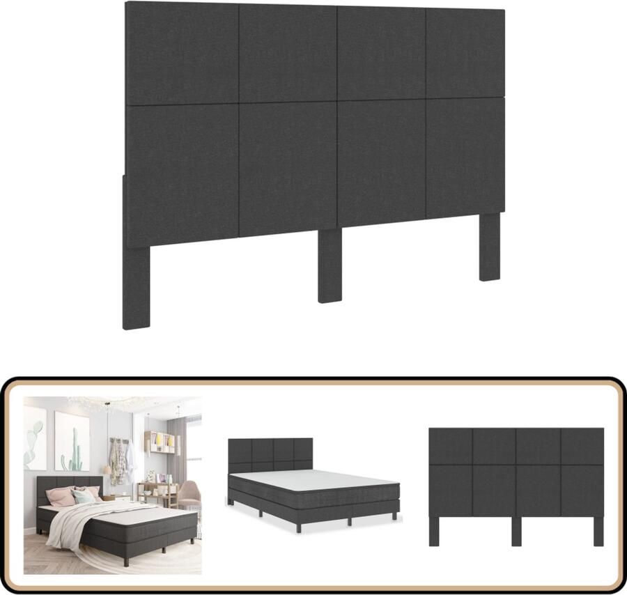 VidaXL Hoofdbord 180x200 cm Donkergrijs Stof Hoofd Bord Hoofdeinde Slaapkamer Decoratie Donkere Kleuren Stoffen Hoofdborden