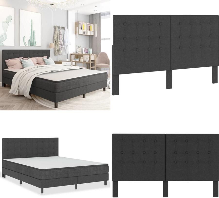 VidaXL Hoofdbord 180x200 cm getuft stof donkergrijs Hoofdeinde Hoofdeindes Hoofdeinden Hoofdbord