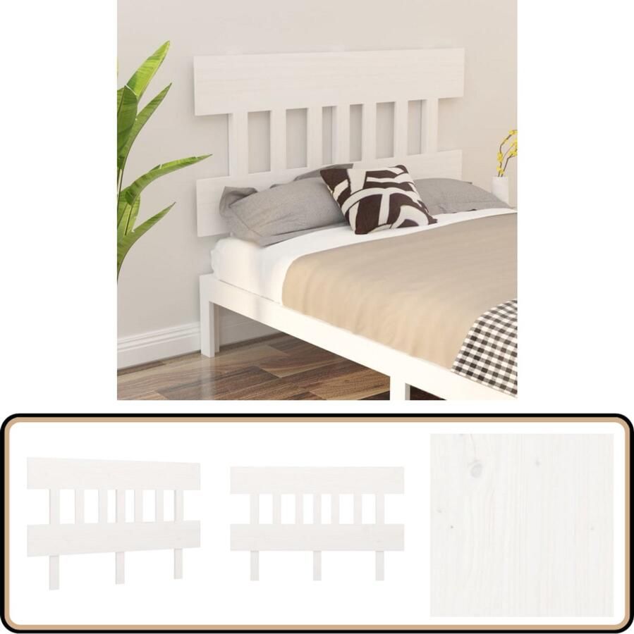 VidaXL Hoofdbord 183 5x3x81 cm Wit Grenenhout Houten Hoofdbord Klassiek Hoofdeinde Hoofdbord Wit Massief Hout Hoofdbord Bedroom Decor