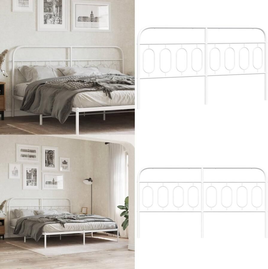 VidaXL Hoofdbord 183 cm metaal wit Hoofdbord Hoofdborden Hoofdeinde Metalen Hoofdbord