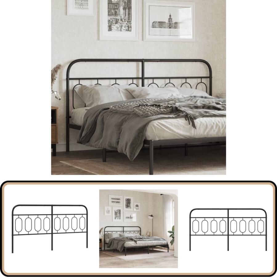 VidaXL Hoofdbord 183 cm Metaal Zwart Hoofdbord Hoofdbed Slaapkamers Bed Frame Staal Hoofdbord