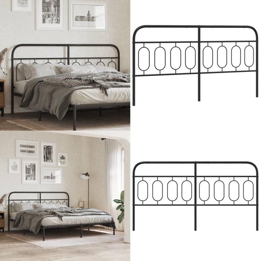 VidaXL Hoofdbord 183 cm metaal zwart Hoofdbord Hoofdborden Hoofdeinde Metalen Hoofdbord