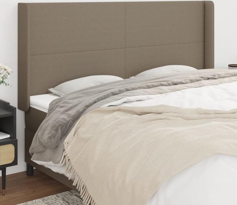 VidaXL Hoofdbord 203x16x118 128 cm Stof Taupe Hoofd Bord Hoofdkussen Beddecoratie Slaap Accessoires Stoffen Hoofdbord Taupe Kleur Hoogtestelbaar Comfortabel - Foto 2