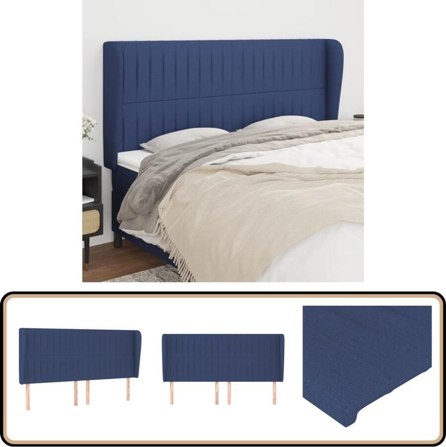 VidaXL Hoofdbord 183x23x118 128 cm Blauw Stof Hoofd Bord Hoofdeinde Beddecoratie Slaapkamers Trenddesign