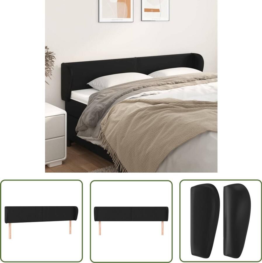 VidaXL Hoofdbord 183x23x78 88 cm Kunstleer Zwart Hoofd Bord Hoofdbord Classic Bedhead Zwarte Hoofdbord Lederlook Hoofdbord Kunstleder Hoofdbord Adjustable Headboard
